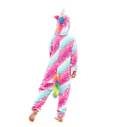 Pink and Blue Kids Unicorn Flannel Pajamas with Rainbow Tail Children Sleepwear