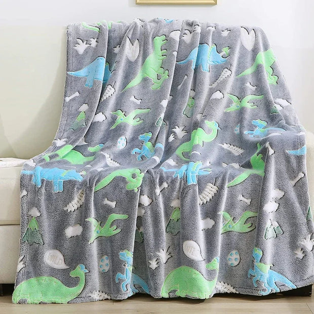 Luminous Unicorn Dinosaur Throw Blanket