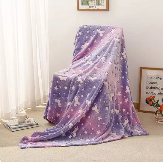 Luminous Unicorn Dinosaur Throw Blanket