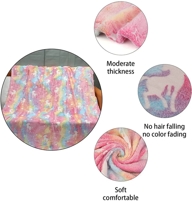 Luminous Unicorn Dinosaur Throw Blanket