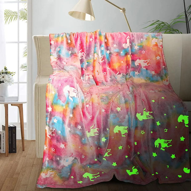Luminous Unicorn Dinosaur Throw Blanket