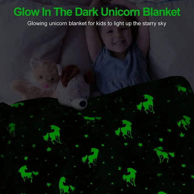 Luminous Unicorn Dinosaur Throw Blanket