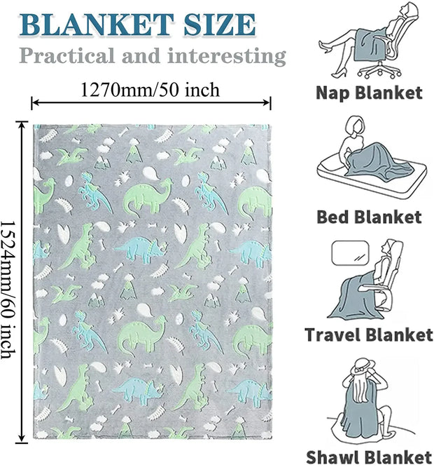 Luminous Unicorn Dinosaur Throw Blanket