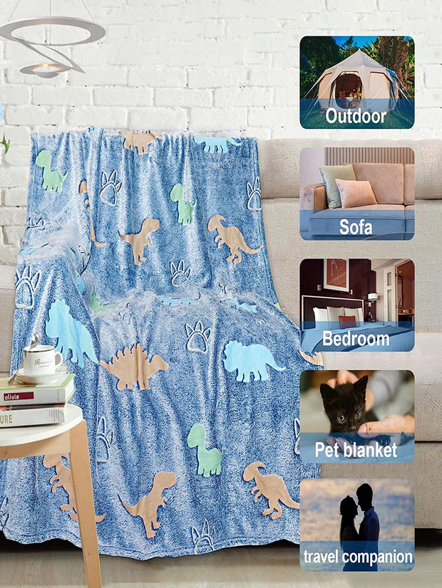 Luminous Unicorn Dinosaur Throw Blanket