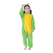 Green Dinosaur Flannel Pajamas with Yellow Belly and Spikes Children Sleepwear