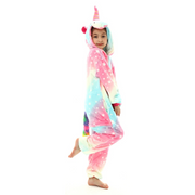 Pastel Rainbow Kids Unicorn Flannel Pajamas with Rainbow Tail Children Sleepwear